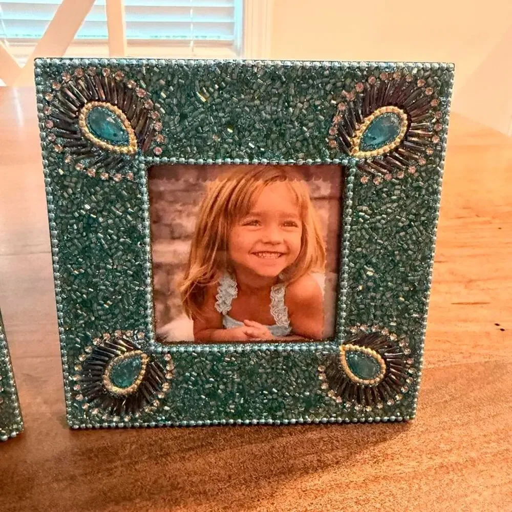 Bohemian heavily beaded square picture frames